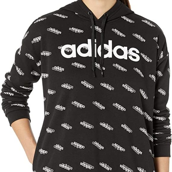 🆕adidas Women's Favorites Hoodie, Small - Black/White, Authentic, NWT - Picture 1 of 6